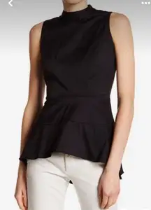 Catherine Malandrino Womens Black Sleeveless Peplum High Low Top Size Small‎