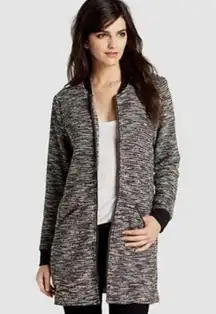 Sanctuary Tweed Long Line Zipper Front Jacket Xsmall