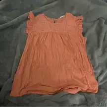 CASLON Eyelet Flutter Sleeves Orange Women's Top SZ 0x