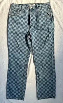 RSQ x Tillys Checkerboard Denim Straight Leg Jeans in Blue Medium Wash - Size 29