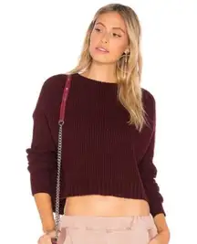 JOHN & JENN Lace Up Back Crop Sweater small