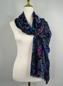 Vera Bradley Scarf with Fringe Eyelash Hem in Retired Print Bramble