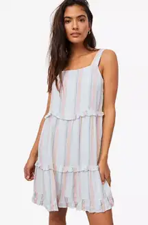 Rails Sandy Linen Blend Ruffle Mini Summer Sundress Women’s Sz L Biarritz Stripe