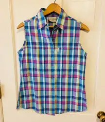 NWOT Y2K Arizona jeans plaid mom sleeveless blouse