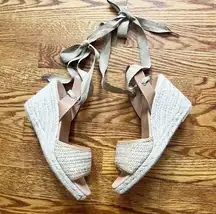 Anthropologie Maypol Espadrille Lace Up Wedges Open Toe Sandals Size 39 (8.5)