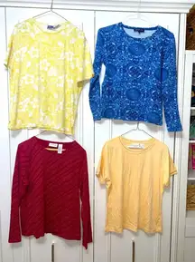 Jones New York/Liz Claiborne Set 4 l/s s/s red/yellow/blue tees EUC size‎ large