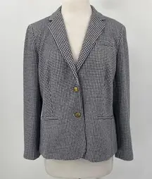 Talbots Blazer Single Breasted Button Down Houndstooth Black & White Womens 16P