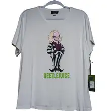 Beetlejuice X Unique Vintage White Beetlejuice Fitted Tee Size 3X 20 NEW NWT