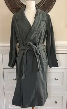 Everlane Drape Cotton Blend Belted Double Breasted Trench Coat 