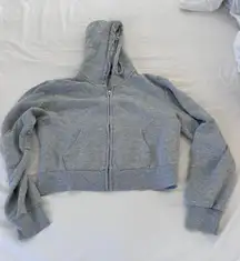 Brandy Melville Gray Cropped Hooded Zip Up