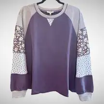 Easel Women's Waffle Floral Terry Knit Top in Violet Size S