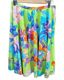 Ralph Lauren Blue Label Green Floral Print Skirt Size 8