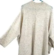 Loft Size Large Sweater Cream Speckled Oversized Batwing Pullover Fuzzy Knit NWT