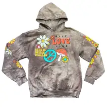 Gildan Heavy Blend Self Love Club Hoodie Womens‎ Medium Brown Tie Dye Hippie Boh