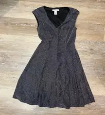 White House Black Market Black Silver Glitter Dresss Size XXS
