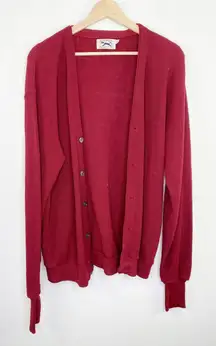 Vtg JC Penny Red Knit Long Sleeve Cardigan Sweater Women's Size X-Large Tall XLT