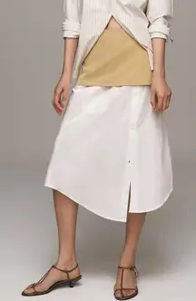 Anthro Maeve Layered Shirttail Midi Skirt Tan/White NWT Size M
