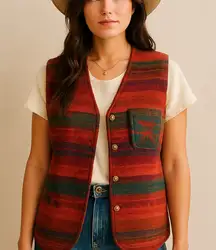 🤎🔥 Vintage Southwestern  Vest – Carolina Colors M 🔥🤎