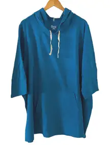 Denim & Co Active Womens 5XP Blue Hoodie Pullover‎ Drawstring Sweatshirt Blue