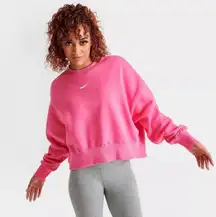 Women’s Oversized Cropped Crewneck Sweatshirt M Pink