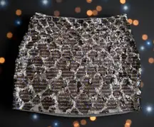 EXPRESS y2k Vintage Animal Print Sequin Mini Skirt Size XS