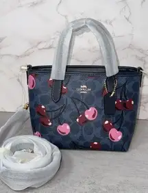 NWT ❤️ Coach City Mini Tote Bag In Signature Canvas With Cherry Print CY737