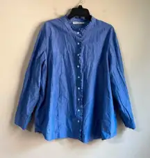 Signature Collection 1X long sleeve blue blouse