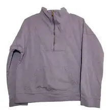 Balance Collection 1/2 Zip Sweatshirt Square Fit Kangaroo Pocket Purple Medium