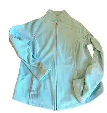 Lilly Pulitzer Womens Light mint Blue Full-Zip Fleece Jacket M With Palm Tree Lo