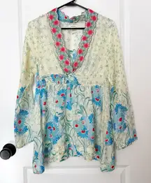 Sundance Womens Silk Embroidered Fairy Boho Peasant Top Size X Small Artisan