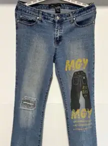 Jeans D Graphic Denim 11 Juniors MGY Y2K Revival Streetwear Statement Boot Cut
