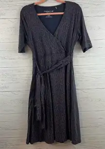 Toad & Co Printed Faux Wrap Knee Length Pocket Dress Size M