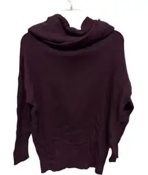 Poof Deep Purple Cowl Neck Cotton Blend Sweater Size Large Layering Winter