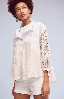 Anthro Hei Hei Eyelet Swing Windbreaker Jacket Ivory XS EUC Lightweight