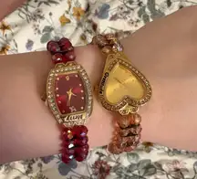 QVC Red and Gold Beaded Bracelets Set