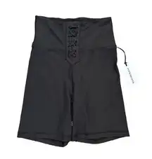 WeWoreWhat Black Lace-Up Biker Shorts Size S, NWT