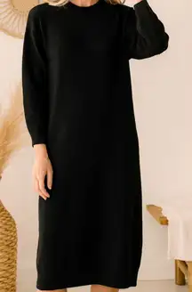 Modern Citizen Long Sleeve Knit Sweater Dress in Black