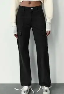 Zara | TRF Straight‎ Cargo Wide Leg Pants Jeans in Black Size 6