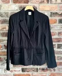 CAbi 5293 Black Flamenco Eyelet Ruffle Blazer