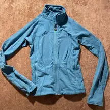 Jacket Womens Sz 4 XS Define Ocean Blue Fitted Workout Gym Full Zip