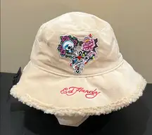 Ed Hardy | Cream Faux Fur Bucket Hat