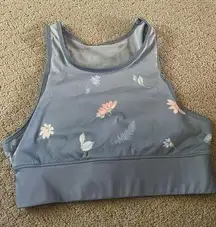 MAX Studio Performance Gray Floral Sports Bra Size Medium Bin 102