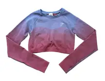 Gymshark periwinkle blue & pink ombre crop long sleeve athletic top size M