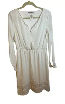 SIGNATURE COLLECTION WOMENS WHITE EYELET DRESS