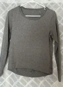 Lululemon Women Long Sleeve Top Small Athletic Gray Curved Hem Thick Scoop Neck