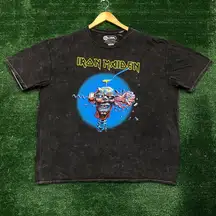 Iron Maiden Oversized Mineral Wash Heavy Metal Band T-Shirt Size Extra Large