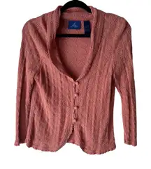 j h  women's pink cardigan sweater size XL Silk Blend Cottage Feminine Coquette