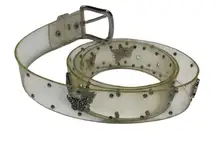 Clear Transparent Butterfly Embellished Grommet Y2K Belt Size S/M