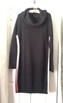 Vintage Tommy Hilfiger Knit Vertical Side Striped Cowl Neck Sweater Dress sz L