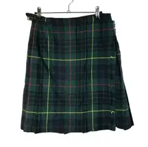 Vintage Aston Wool Made in Scotland Green Plaid Mini Kilt Skirt M